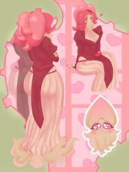 Rule 34 | 1girl, crying, crying with eyes open, cthulhu mythos, dress, highres, ln&#039;eta, long hair, looking at viewer, meme, neta, pink hair, ponytail, rex xir, sitting, solo, squid, striped clothes, striped dress, sucker for love, tears, vertical-striped clothes, vertical-striped dress, white dress