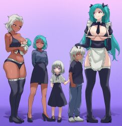 1futa 1girl after_vaginal aftersex akeno(itsnafulol) apron baby bikini blue_eyes blue_hair breast_sucking breastfeeding breasts clothes_writing dark-skinned_female dark_skin family futa_with_female futanari gloves hair_between_eyes hair_ornament hair_ribbon huge_breasts if_they_mated interracial lactation maid maid_apron maid_bikini maid_headdress marvel marvel_rivals medium_hair mother_and_daughter ribbon someone_(someone199912) sports_bikini storm_(x-men) swimsuit thick_thighs thighs twintails unconventional_maid white_hair wife_and_wife
