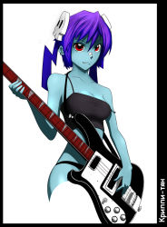 2-ch blue_skin colored_skin creepy-tan guitar highres instrument mascot ru-chans