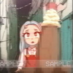 1boy 1girl allyway angelauxes animated animated_gif blue_hair boku_no_hero_academia brown_eyes censored eri_(boku_no_hero_academia) head_out_of_frame horns imminent_penetration imminent_rape little_horn loli penis penis sample_watermark smegma static watermark worried
