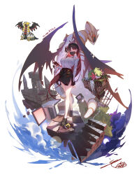 1girl absurdres black_footwear black_hair black_skirt black_wings breasts cellphone collared_shirt colored_inner_hair computer_keyboard crossed_legs earrings fence floating_rock full_body gen_4_pokemon giratina giratina_(altered) glowing glowing_eyes hair_intakes highres holding holding_phone huge_breasts hxxg iron_fence jewelry large_breasts legendary_pokemon looking_at_viewer mask monitor mouth_mask multicolored_hair mythical_pokemon nintendo nintendo_2ds pencil_skirt personification phone poke_ball pokemon red_eyes red_hair reference_inset ruins shaymin shirt side_slit signature skirt sleeping smartphone socks stairs standing streaked_hair tile_floor tiles tree ultra_ball water waterfall watson_cross white_background white_shirt white_socks wings