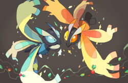 akadako alternate_color animal_focus berry_(pokemon) blue_eyes blue_sclera brown_background colored_sclera creatures_(company) eye_contact game_freak gen_4_pokemon heterochromia leppa_berry looking_at_another mothim nintendo no_humans one-hour_drawing_challenge orange_eyes orange_sclera pokemon pokemon_(creature) shiny_and_normal shiny_pokemon simple_background wings yellow_sclera