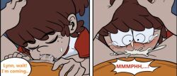 bad_tag brother_and_sister cum cum_in_mouth ejaculation fellatio head_grab incest lincoln_loud lynn_loud narcoloco older_sister oral partial_male siblings straight_hair surprised the_loud_house third-party_edit