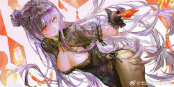 1girl black_dress black_gloves dress girls&#039;_frontline girls&#039;_frontline_2:_exilium gloves hair_ornament hairpin hongbao long_hair purple_eyes qi_du_tiantian_xiang_xingyun red_eyes solo wa2000_(girls&#039;_frontline)