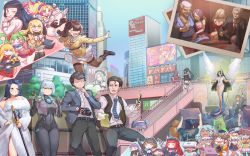 6+boys 6+girls absurdres alternate_costume alternate_hairstyle aqua_hair as-12_steeldraco azazel_(last_origin) barbariana_(last_origin) barbariana_(naughty_gal_barbariana-san)_(last_origin) blue_eyes blush blush_stickers bodysuit braid brown_hair brownie_(last_origin) bush camera cardinal_armand charlotte_(last_origin) coat commander_(last_origin) doctor_(last_origin) efreeti_(last_origin) green_eyes hair_bun hair_ornament highres hoyo indomitable_marie invincible_dragon_(last_origin) kunoichi_zero labiata_(last_origin) last_origin leprechaun_(last_origin) lindwurm_(last_origin) long_hair magical_momo multicolored_hair multiple_boys multiple_girls one_side_up orange_eyes phantom_(last_origin) pleated_skirt prototype_labiata purple_eyes purple_hair red_eyes red_hair scathy school_uniform scrunchie shirayuri_(last_origin) single_hair_bun skirt steel_draco_(last_origin) sword tomo_(last_origin) two-tone_hair weapon wings wraith_(last_origin)