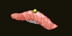 black_background fish_(food) food food_focus hisachan55cute nigirizushi original pixel_art rice salmon sashimi simple_background still_life sushi wasabi