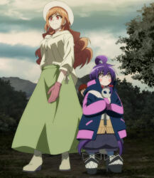 2girls anime_screenshot boots dark_gathering highres houzuki_eiko houzuki_yayoi multiple_girls stitched thigh_boots third-party_edit
