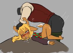 1boy 1girl age_difference aged_down animal_ears antlers bent_over black_sleeves blonde_hair blush candy checkered_clothes deer_antlers deer_ears deer_girl deer_tail deltarune desk dress_shirt drooling face_down food furry furry_female furry_male furry_with_furry glossypenthouse grey_background hair_between_eyes half-closed_eyes hand_on_another&#039;s_head headless heart hetero horns lollipop long_hair long_sleeves lying motion_lines noelle_holiday on_desk on_stomach open_mouth red_vest rolling_eyes saliva sex sex_from_behind shirt simple_background sitting size_difference sweater_vest tail teacher teacher_and_student teeth tongue top-down_bottom-up vest white_shirt