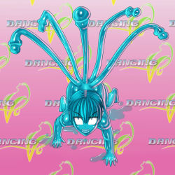 alpha-152 blank_eyes blue_hair blue_skin circle_max colored_skin dancing_v dead_or_alive monster_girl nude slime_girl tecmo tentacles