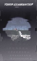 Rule 34 | 1boy, absurdres, arms behind back, atmospheric perspective, black hair, blurry, chinese text, coat, distortion, english text, faceless, fence, glitch, gradient background, grass, greyscale, haze, highres, horizon, house, kim dokja, lantercat, looking back, male focus, monochrome, omniscient reader&#039;s viewpoint, picket fence, solo, standing, striped background, vision test, white coat, wooden fence
