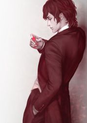 1boy brown_hair fata_morgana_no_yakata formal_clothes hand_in_pocket jacopo_bearzatti male_focus moyataro official_art profile shirt short_hair solo suit white_shirt
