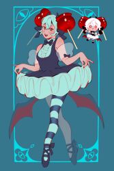 Rule 34 | 1girl, black bow, black bowtie, black dress, bow, bowtie, candy apple, candy apple cookie, cookie run, cookie run: kingdom, dress, food, full body, ghostpotion art, highres, humanization, looking at viewer, open mouth, puffy sleeves, red eyes, short hair, simple background, smile, white hair