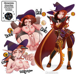 #beatori absurdres blood_elf_(warcraft) breasts earrings hat highres jewelry non-web_source thighhighs warcraft witch witch_hat world_of_warcraft