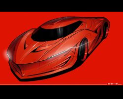 black_border border car highres motor_vehicle no_humans original red_car red_theme vehicle_focus xkl3001
