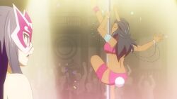 animated anime_screenshot breasts cleavage eden&#039;s_zero highres homura_kogetsu large_breasts long_hair pole stripper_pole tagme underboob video