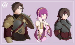 1boy 2girls armor asamiya_athena charlyarts fire_emblem fire_emblem:_three_houses kusanagi_kyou multiple_girls psycho_soldier purple_hair ryuuko_no_ken snk the_king_of_fighters yuri_sakazaki