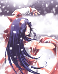 1girl black_hair bow female_focus hair_bow japanese_clothes long_hair nakoruru nyaou red_bow ribbon samurai_spirits snk solo