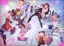 6+girls akemi_homura akemi_homura_(magical_girl) asukaru_(magika_ru) black_hair blonde_hair blue_eyes blue_hair closed_eyes full_body highres kaname_madoka kaname_madoka_(magical_girl) long_hair looking_at_viewer magical_girl mahou_shoujo_madoka_magica medium_hair miki_sayaka miki_sayaka_(magical_girl) momoe_nagisa momoe_nagisa_(magical_girl) multiple_girls pig_tail ponytail red_eyes red_hair sakura_kyoko sakura_kyoko_(magical_girl) tail tomoe_mami tomoe_mami_(magical_girl) white_hair