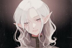 Rule 34 | 1boy, dungeon meshi, elf, grey eyes, grey hair, highres, looking at viewer, male focus, medium hair, mithrun, mithrun (young), pointy ears, portrait, r06ku, solo, wavy hair