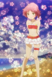 Rule 34 | baka to test to shoukanjuu, blush, brown hair, green eyes, highres, ponytail, shimada minami, stitched, swimsuit, third-party edit, tongue