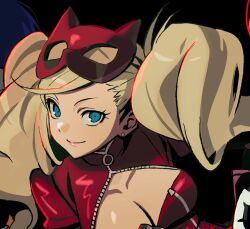 alternate_costume betti_(xx_betti) blonde_hair blue_eyes bodysuit cat_mask catsuit looking_at_viewer mask official_alternate_costume persona persona_5 persona_5_the_royal red_bodysuit takamaki_anne twintails zipper