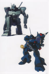Rule 34 | 1980s (style), aiming, artist request, earth federation, gm cold districts type, gun, gundam, gundam 0080, highres, kampfer (mobile suit), key visual, mecha, mecha focus, mobile suit, no humans, official art, oldschool, panzerfaust, production art, promotional art, retro artstyle, robot, scan, science fiction, shotgun, shoulder spikes, signature, spikes, traditional media, vernier thrusters, weapon, zeon