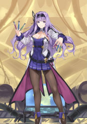 antenna_hair arc_system_works artist_request belt blazblue blazblue_alternative:_dark_war blazblue_remix_heart blazblue_variable_heart bow breasts butterfly_hair_ornament chemistry cleavage hair_bow hair_ornament hairband kajun_faycott large_breasts long_hair looking_at_viewer official_art pantyhose purple_eyes purple_hair skirt smile solo third-party_source very_long_hair vial