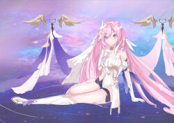 Rule 34 | 1girl, absurdres, afloat, bare shoulders, bell, black shorts, boots, breasts, commentary request, corset, diamond-shaped pupils, diamond (shape), elysia (herrscher of human: ego) (honkai impact), elysia (honkai impact), gloves, highres, honkai (series), honkai impact 3rd, long hair, looking at viewer, medium breasts, purple eyes, short shorts, shorts, smile, solo, symbol-shaped pupils, thighs, triquetra, tsubasa umo, very long hair, white boots, white corset, white gloves