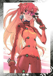 Rule 34 | 00s, 1girl, absurdres, bodysuit, evangelion: 2.0 you can (not) advance, female focus, highres, mecha pilot suit, neon genesis evangelion, plugsuit (evangelion), rebuild of evangelion, solo, souryuu asuka langley, test plugsuit (evangelion), tsurumaki kazuya
