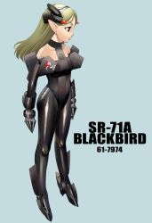 1girl aircraft airplane female_focus janome_gochou jet mecha_musume military original pointy_ears reconnaissance_aircraft solo sr-71 sr-71_blackbird stealth stealth_aircraft