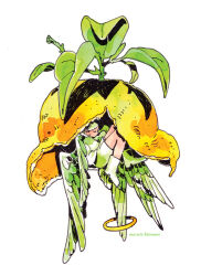 1girl androgynous angel angel_wings artist_name boots closed_eyes curled_up feathered_wings feathers food fruit green_boots green_feathers green_hair green_shirt green_shorts green_wings halo ink_(medium) leaf lemon lemon_peel maruti_bitamin original painting_(medium) shirt shorts simple_background sleeping solo traditional_media watercolor_(medium) white_background white_feathers wings yellow_halo