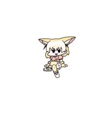 :p animal_ears animated animated_gif blonde_hair fennec_(kemono_friends) fox_ears friday_night_funkin&#039; gloves kemono_friends lowres non-web_source open_mouth pink_sweater shirt short-sleeved_sweater short_sleeves skirt sweater tongue tongue_out white_skirt