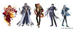 &gt;:) 5boys :3 above_cleavage_cutout altus_zendoji animal_print aqua_eyes aqua_hair arabian_clothes arm_at_side arm_behind_head arm_warmers armlet armpit_cutout asymmetrical_hair bangle bead_belt bead_bracelet bead_necklace beads beckoning belt belt_buckle black_belt black_coat black_gloves black_hair black_jacket black_nails black_pants black_shirt black_shoes black_skin black_sleeves blue_eyes blue_jacket blue_ribbon bracelet braid buckle burning_clothes burnt_clothes character_name claw_ring closed_mouth clothing_cutout coat collarbone collared_jacket colored_extremities colored_inner_hair colored_skin copyright_name copyright_notice curtained_hair cyberpunk cyborg dark-skinned_male dark_skin dinosaur_boy dinosaur_tail dress_shoes ear_piercing earrings expressionless facial_mark feather_trim finger_tattoo fingerless_gloves fingernails fire first_stage_production flats floating_headgear floral_print fold-over_collar forehead_mark full_body fur-trimmed_jacket fur_trim gem gloves gold_belt gold_collar gradient_clothes gradient_horns gradient_shirt gradient_skin grey_eyes grey_jacket grey_nails hair_between_eyes hand_in_pocket hand_on_own_chest hand_on_own_hip hand_tattoo hand_up harem_pants head_chain headgear heterochromia highres holding holding_sword holding_weapon hologram hoop_earrings horns jacket jewelry jitome kiki_(re_6xxx) lapels layered_sleeves leather leather_jacket leather_pants lily_print lineup loafers long_hair long_sleeves looking_at_viewer magatama magatama_necklace male_focus malim_cendari mandarin_collar mechanical_arms mechanical_legs medium_hair midriff mismatched_pupils mole mole_under_mouth multicolored_hair multicolored_horns multicolored_jacket multiple_boys multiple_rings nayuta_umbrage neck_tassel necklace nix_voltare no_shirt official_art oil_lamp oni ootachi open_clothes open_coat open_hand open_jacket orange_eyes orange_hair orange_ribbon oxfords padded_jacket pants parted_bangs patterned_hair pendant piercing plunging_neckline pointy_ears print_pants puffy_long_sleeves puffy_sleeves purple_eyes purple_gemstone purple_ribbon purple_shirt red_eyes red_hair red_horns red_pants red_pupils red_shirt red_veil ribbon ribs ring ryzar_blazenfang sample_watermark scar scar_on_stomach sharp_fingernails sharp_teeth sheath sheathed shirt shoes short-sleeved_jacket short_hair short_over_long_sleeves short_sleeves shoulder_spikes shoulder_tattoo shrug_(clothing) side_braid side_part simple_background single_glove single_horn single_mechanical_arm single_mechanical_leg single_shoe skull_necklace sleeveless sleeveless_shirt sneakers solo spikes standing stomach_tattoo sword tail tailcoat tattoo teeth tentacles tiger_print toned toned_male torn_clothes torn_pants twitter_username two-sided_fabric two-sided_jacket two-sided_ribbon two-tone_jacket undercut v-shaped_eyebrows vambraces veil virtual_youtuber waist_cape watermark weapon white_background white_belt white_jacket white_shoes wrist_tattoo yaopei zipper