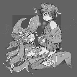 Rule 34 | 1boy, 1girl, absurdres, adapted costume, assertive female, beret, blunt ends, blush, bow, boy on top, bridal gauntlets, brooch, cape, choker, clenched teeth, collared shirt, commission, crescent, crescent hat ornament, detached sleeves, dildo, drooling, earrings, elbow gloves, erection, eyelashes, eyeshadow, fingernails, fur collar, genshin impact, gloves, greyscale, grin, half-closed eyes, hand on own thigh, hat, hat bow, hat ornament, heart, hetero, highleg, highleg leotard, highres, jewelry, leotard, long hair, long sleeves, looking at another, makeup, middle ring, mona (genshin impact), mona (pact of stars and moon) (genshin impact), monochrome, monochrome background, mouth drool, off shoulder, open mouth, pegging, penis, pleated skirt, ponytail holder, precum, ribbed shirt, scaramouche (genshin impact), second-party source, sex toy, shirt, sidelocks, sintastein, skirt, smile, star (symbol), star brooch, star choker, star earrings, star hat ornament, star print, straddling, strap-on, teeth, thighhighs, trap, tsurime, twintails, undershirt, upper teeth only, wanderer (genshin impact), wanderer (wanderer impression) (genshin impact), witch hat
