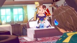 2boys 3d 3girls age_difference animated aqua_(konosuba) bed bedroom black_thighhighs clothed_female_nude_male darkness_(konosuba) female_masturbation indoors kono_subarashii_sekai_ni_shukufuku_wo! masturbation megumin multiple_boys multiple_girls netorare nude satou_kazuma sex shota spread_legs tagme thighhighs vaginal video white_thighhighs zack123