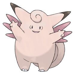 Rule 34 | :d, clefable, full body, gen 1 pokemon, highres, nintendo, no humans, official art, open mouth, pokemon, pokemon (creature), pokemon focus, pokemon frlg, smile, solo, standing, sugimori ken, third-party source, transparent background