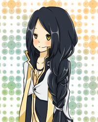 Rule 34 | 1boy, arch bishop (ragnarok online), bishounen, black coat, black hair, blush, closed mouth, coat, commentary request, cropped jacket, cross, cross necklace, green background, jacket, jewelry, long hair, long sleeves, looking afar, male focus, meiko (nattu303), necklace, ragnarok online, smile, solo, upper body, white background, white jacket, yellow eyes