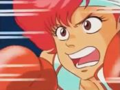 1980s_(style) 1boy 1girl abs animated anime_screenshot ass back blue_gloves boots boxing boxing_gloves boxing_ring breasts brown_eyes bruise cleavage close-up crop_top defeat dirty_pair domination duplicate falling gloves hairband indoors injury kei_(dirty_pair) large_breasts looking_at_another midriff moaning motion_blur mouthpiece oldschool pain punching red_gloves red_hair reflection resized retro_artstyle rolling_eyes ryona saliva short_hair short_shorts shorts silhouette silver_boots silver_crop_top silver_shorts solo_focus sound sound_effects standing stomach_punch sukaruda sunrise_(company) sweat third-party_edit top-down_bottom-up unconscious uppercut upscaled video violence vomit wince