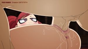1boy 1girl animated anus ass blush boku_no_hero_academia felipe_godoy happy_sex heart hetero highres huge_ass indoors jewelry la_brava long_hair lying missionary nude on_back penis pussy pussy_juice red_eyes red_hair sex shortstack smile solo_focus twintails uncensored vaginal video