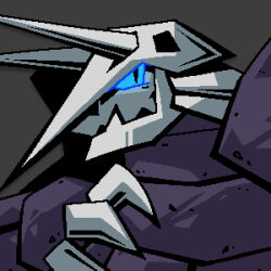 aggron blue_eyes claws gen_3_pokemon grey_background horns nintendo no_humans pokemon pokemon_(creature) pokemon_focus sirhoopsalot solo solo_focus spikes