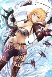 1girl blonde_hair breasts character_request cleavage copyright_request groin large_breasts navel pants ririka_(ab-yuri) tagme