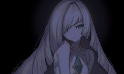 1girl black_background blonde_hair breasts expressionless green_eyes hauauau99 highres looking_at_viewer lusamine_(pokemon) nintendo pokemon pokemon_sm sleeveless small_breasts solo swept_bangs