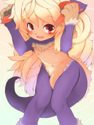 1boy animal_ears behemoth blonde_hair blush fuyuno_mikan gradient_background male_focus open_mouth penis red_eyes smile solo