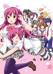 Rule 34 | 00s, 10s, 1boy, 6+girls, :d, ^ ^, air (visual novel), angel beats!, blonde hair, clannad, closed eyes, company connection, crossover, food, furukawa nagisa, furukawa sanae, futaki kanata, hair bobbles, hair ornament, hug, kamio misuzu, kanon, key (company), konohana lucia, little busters!, multiple girls, okazaki tomoya, open mouth, rewrite, saigusa haruka, sakagami tomoyo, school uniform, serafuku, siblings, sisters, smile, taiyaki, thighhighs, tsukimiya ayu, wagashi, yoshikita popuri, nakamura yuri