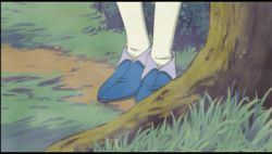 Rule 34 | animated, animated gif, anime screenshot, barefoot, blue dragon, blue dress, bouquet (blue dragon), censored, dress, fog, grass, lowres, nude, silhouette, streaking, thighhighs, tree, twintails, undressing, unworn clothes, unworn dress, unworn thighhighs