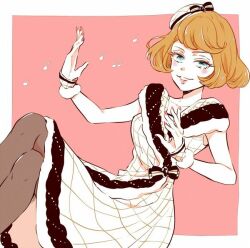1girl alternate_costume animification bare_shoulders blue_eyes bow brown_hair clarice_(disney) disney dress eyelashes fyeah-clarice hair_ornament looking_at_viewer mickey_mouse_&amp;_friends personification short_hair smile solo upper_body