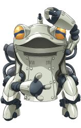 Rule 34 | arm up, full body, genjitsu no yohane, highres, looking at viewer, love live!, love live! sunshine!!, no humans, non-humanoid robot, official art, open mouth, robot, robot animal, simple background, solo, toad (animal), tonosama (genjitsu no yohane), transparent background