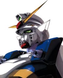 Rule 34 | green eyes, gundam, gundam wing, highres, ishigaki jun&#039;ya, mecha, mecha focus, mobile suit, no humans, official art, robot, scan, science fiction, simple background, solo, third-party source, upper body, v-fin, white background, wing gundam