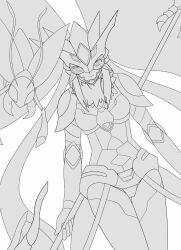 1girl armor armored_gloves armored_leotard butterfly_wings digimon digimon_(creature) digimon_story:_cyber_sleuth_hacker&#039;s_memory female_focus fur_collar gloves helmet highres hudiemon insect_wings leotard long_hair looking_at_viewer ph6xeivbgpimggg shoulder_armor thick_thighs thighhighs thighs tinted_eyewear weapon wings