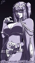 1girl bracelet breasts cape cleavage curvy diskette female_focus fire_emblem fire_emblem_awakening highres jewelry large_breasts long_hair looking_at_viewer navel nintendo solo tharja_(fire_emblem)